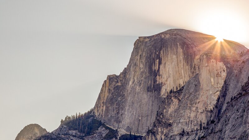 Half Dome Mountain — Gray, Dramatic, Sunset