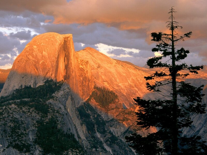 Half Dome Mountain — Orange, Dramatic, Sunset