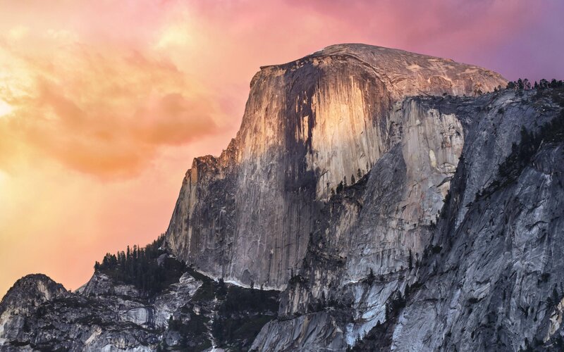Half Dome Mountain — Pink, Dramatic