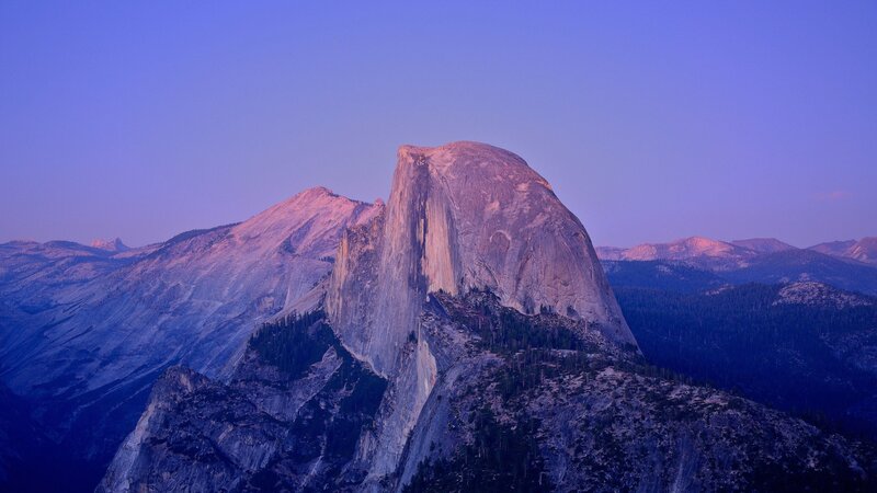 Half Dome Mountain — Purple, Serene, Sunset, Photograph
