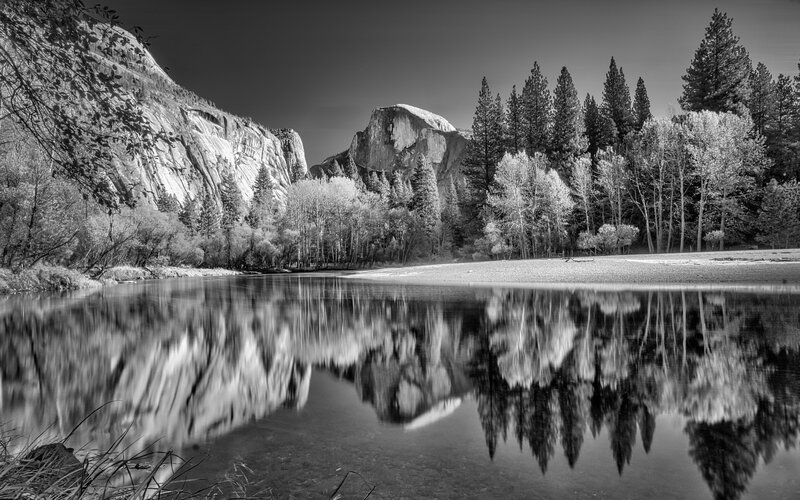 Half Dome Reflection — Black, Serene