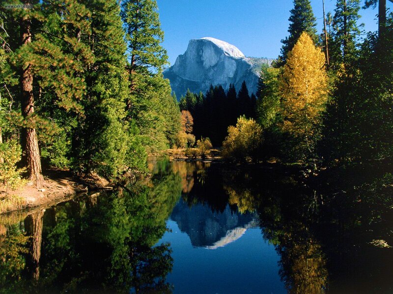 Half Dome Reflection — Blue, Serene, Autumn