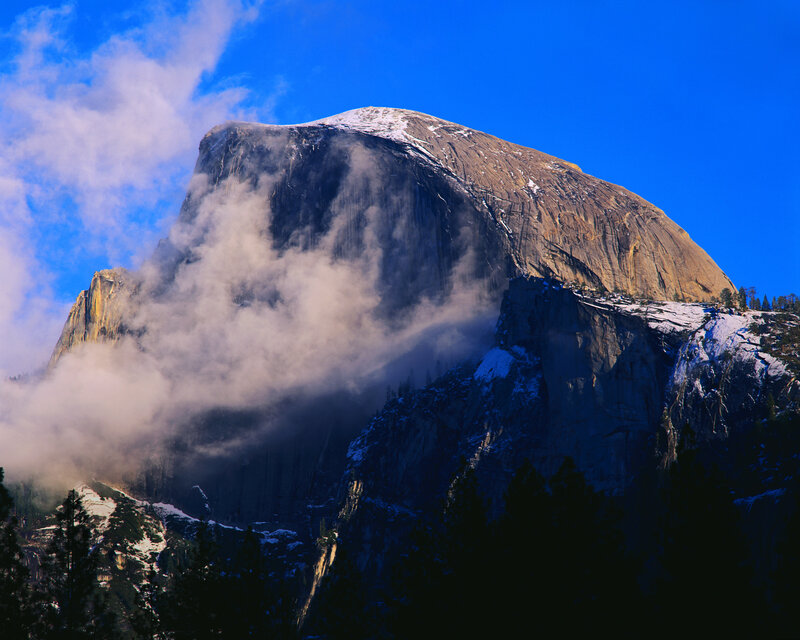 Half Dome with clouds