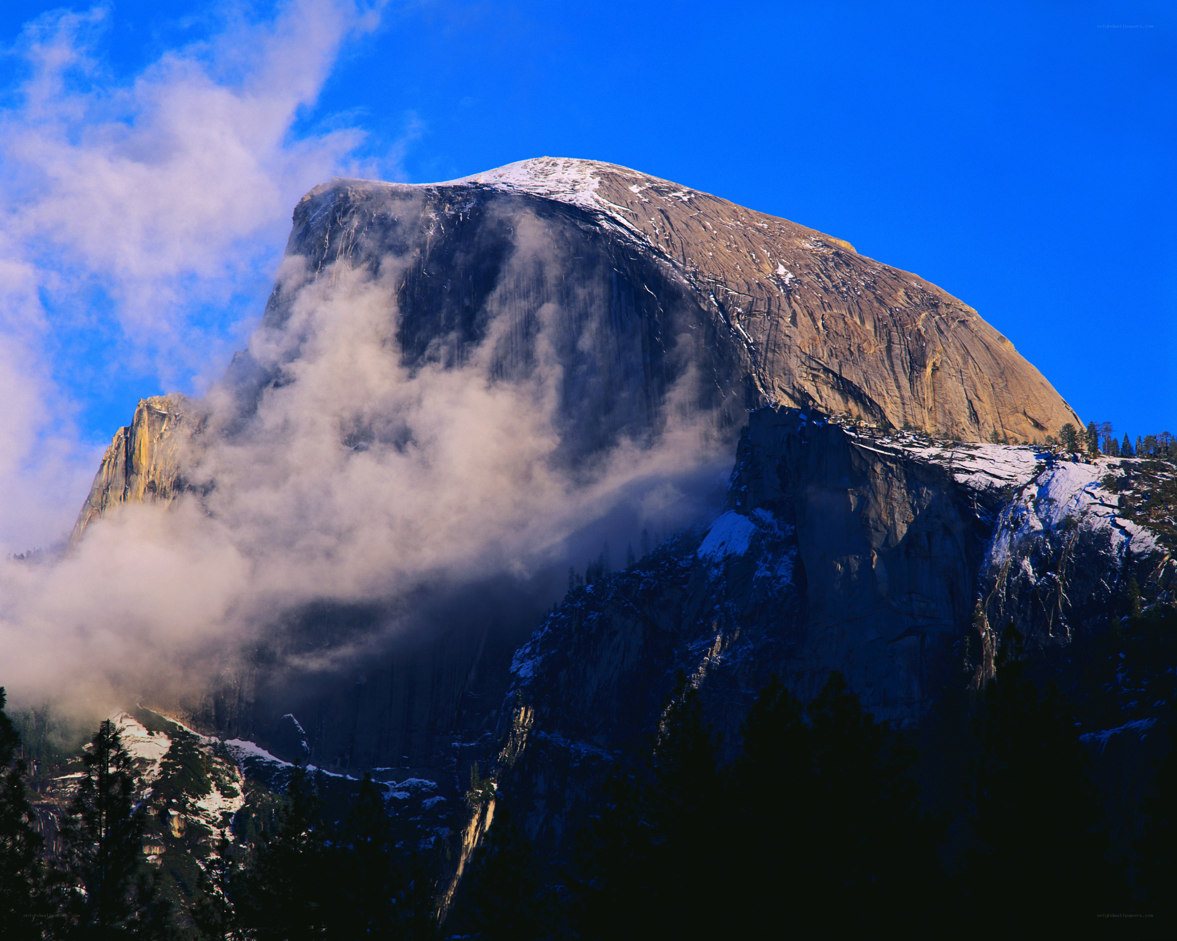 Half Dome with clouds