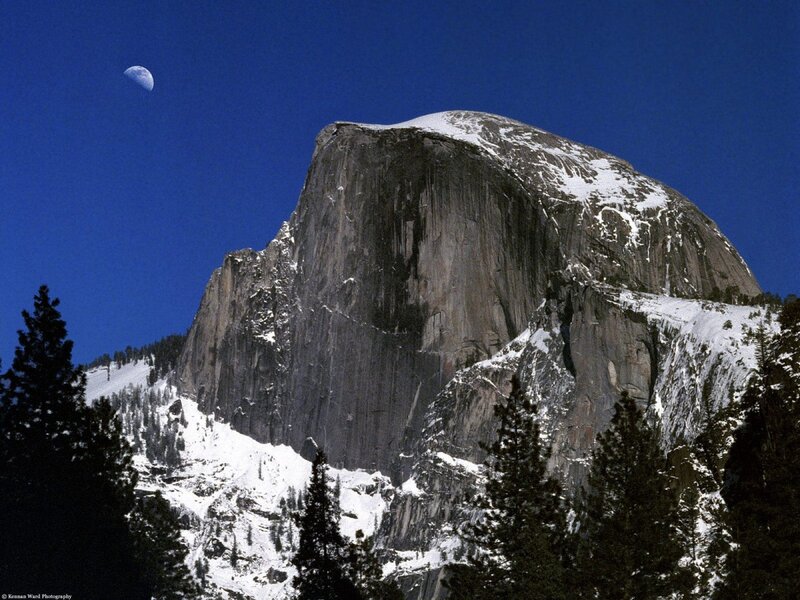 Half Dome with moon