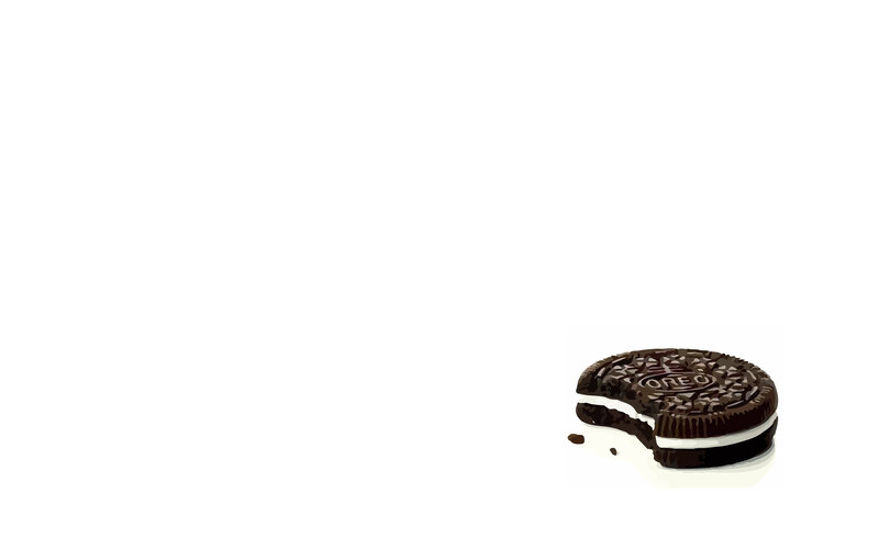 Half-eaten Oreo Cookie