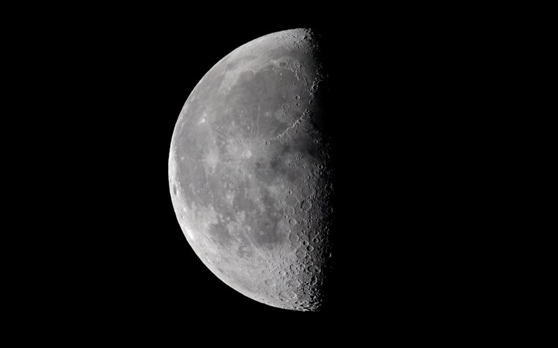 Half-illuminated Moon — Gray, Dramatic, Night