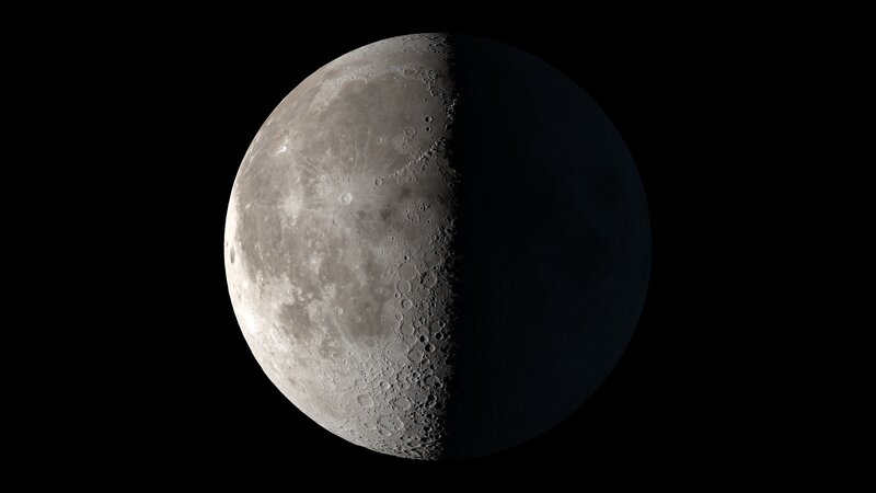 Half-illuminated Moon — Gray, Dramatic
