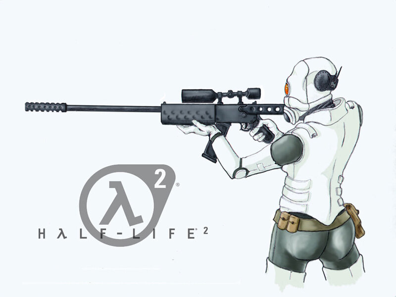 Half-Life 2 character with sniper rifle