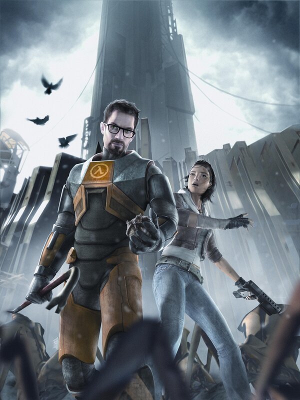 Half-Life 2 characters in a dystopian city