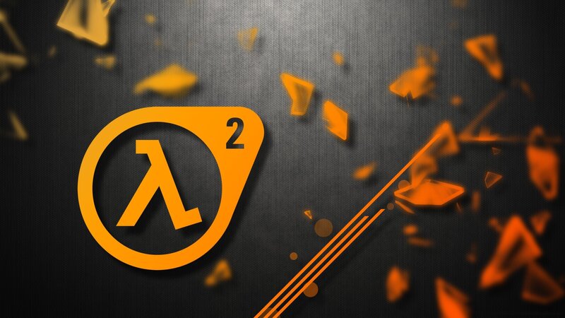 Half-Life 2 Logo — Black, Dramatic, Digital Art, Shattered Glass