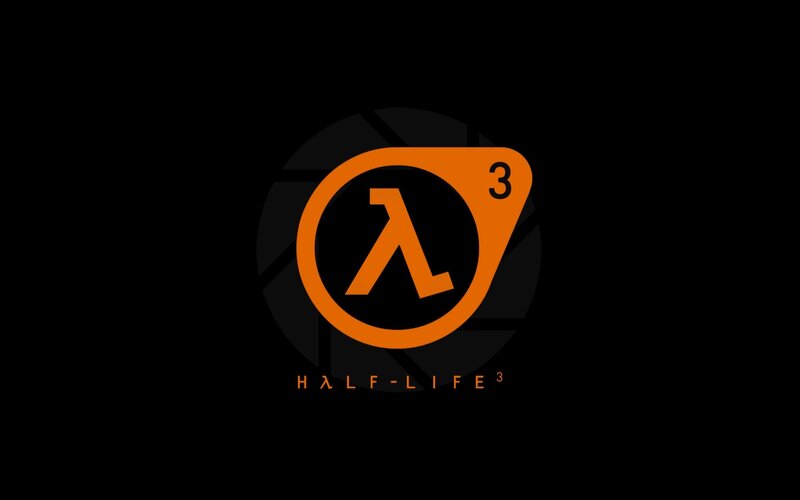 Half-Life 3 Logo — Black, Minimalist, Vector Art, Text