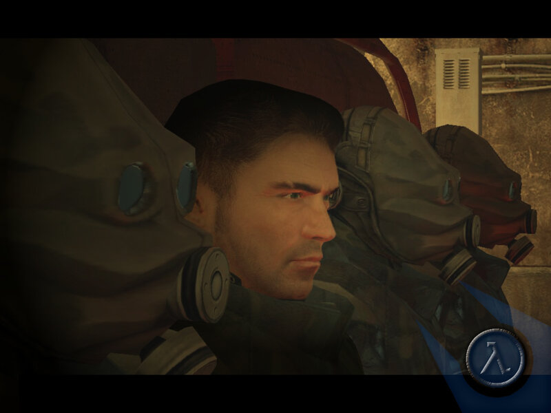 Half-Life character in gas masks
