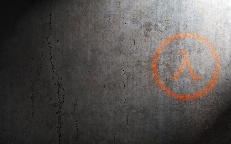 Half-Life logo on concrete wall