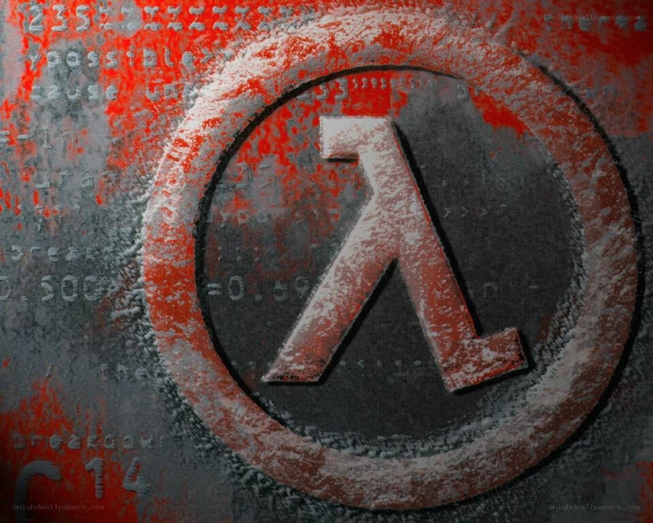 Half-Life logo on textured wall