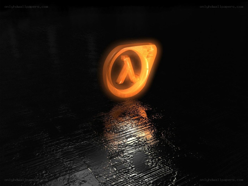 Half-Life logo on wet surface