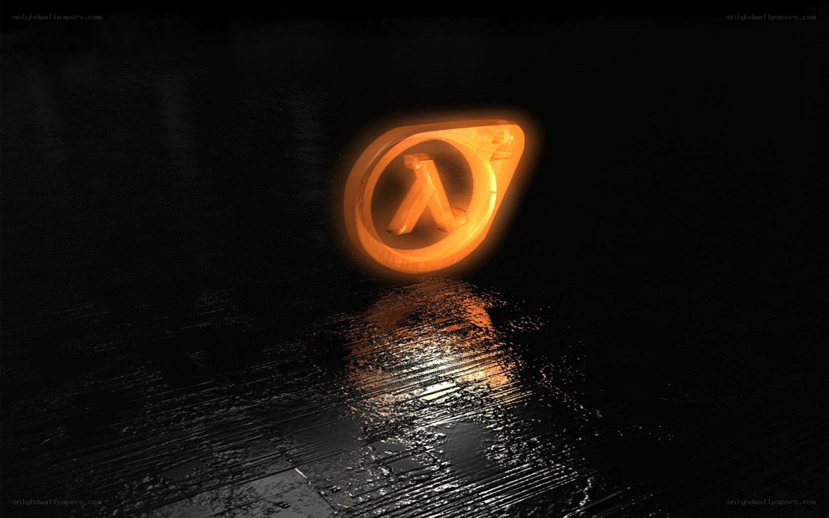 Half-Life logo on wet surface