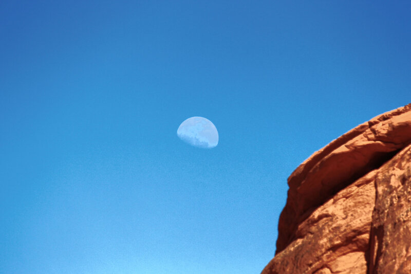 Half Moon in Blue Sky