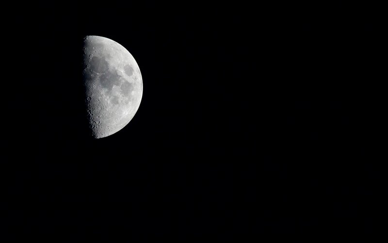 Half moon in dark sky