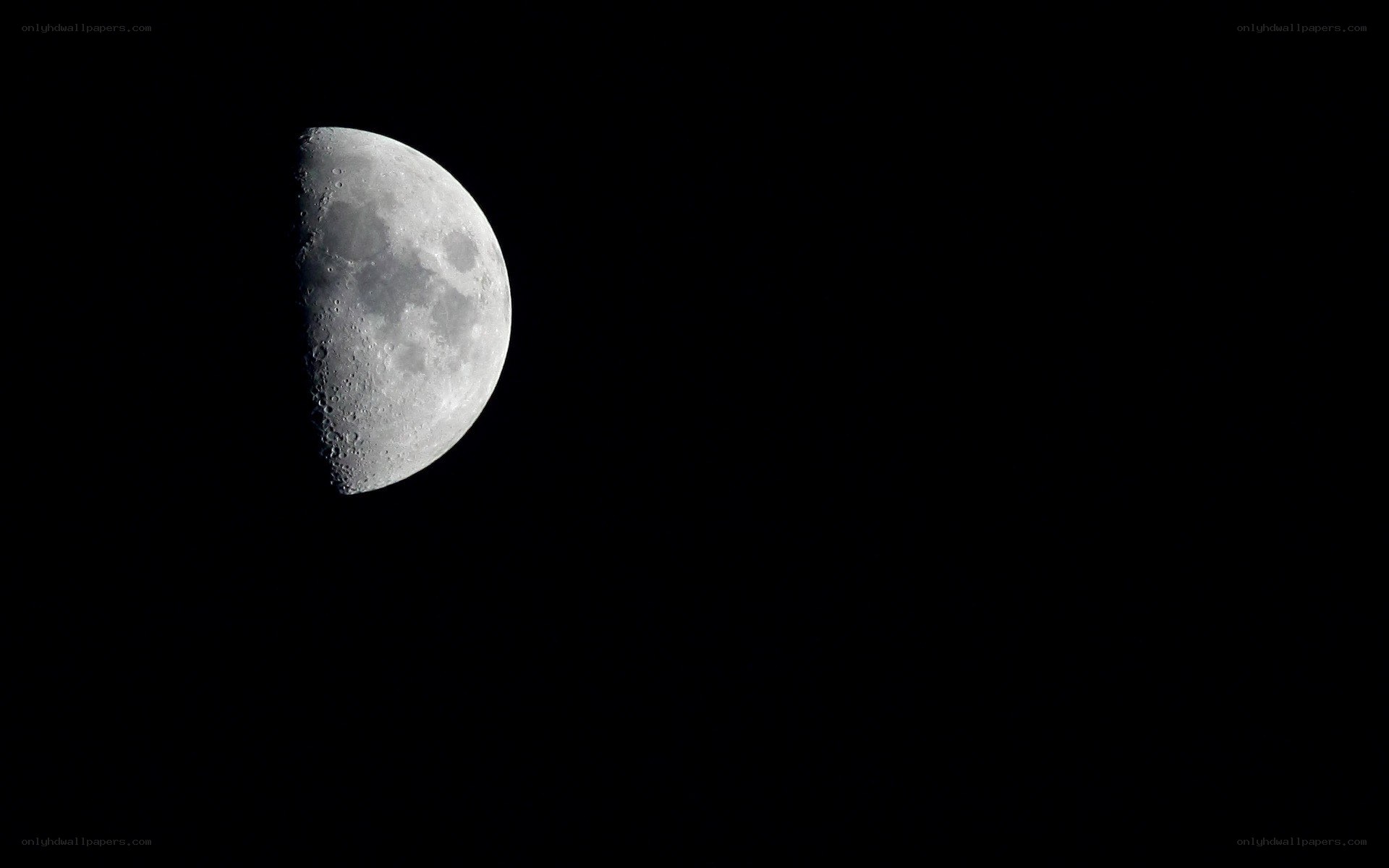 Half moon in dark sky
