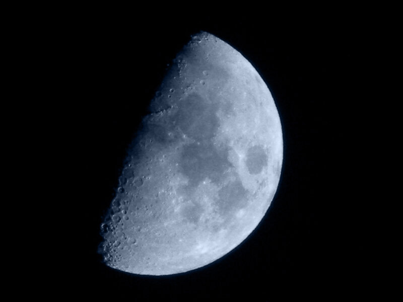 half moon in night sky