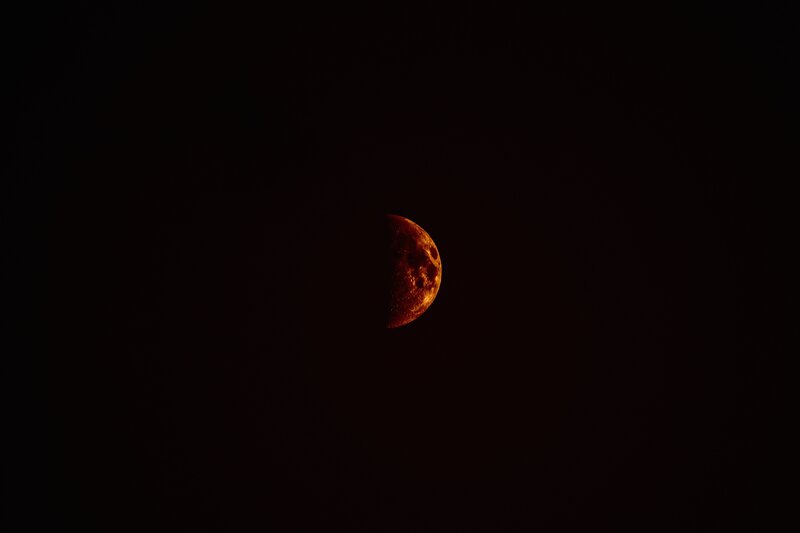 Half Moon in Night Sky — Black, Dramatic