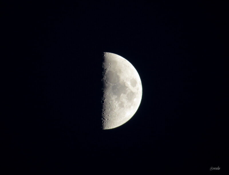 Half Moon in Night Sky — Black, Serene