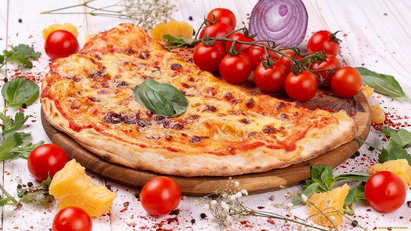 Half Pizza on Wooden Board