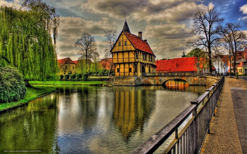 Half-timbered House on River