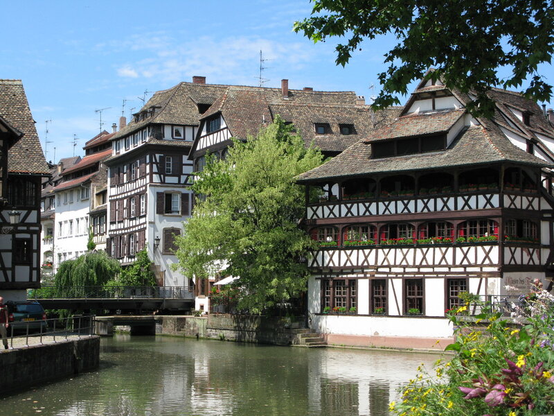 Half-timbered houses along a canal