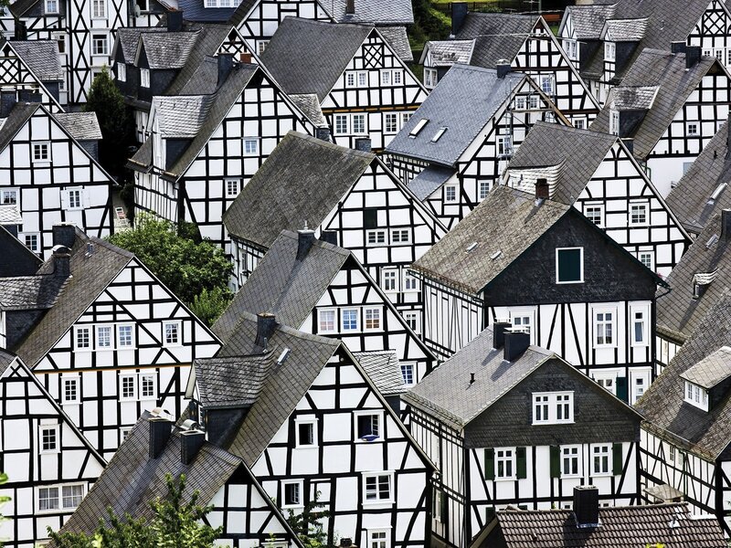 Half-timbered Houses — Black, Dense, Afternoon