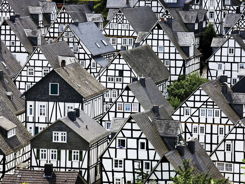 Half-timbered Houses — Black, Dense