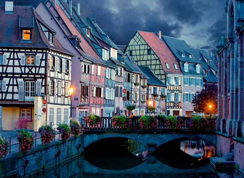 Half-timbered Houses — Blue, Dramatic
