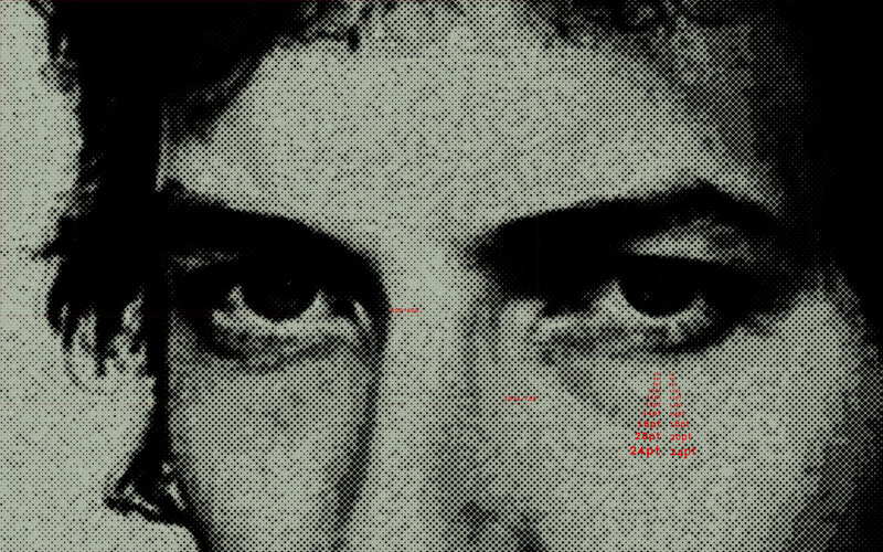 halftone portrait with text