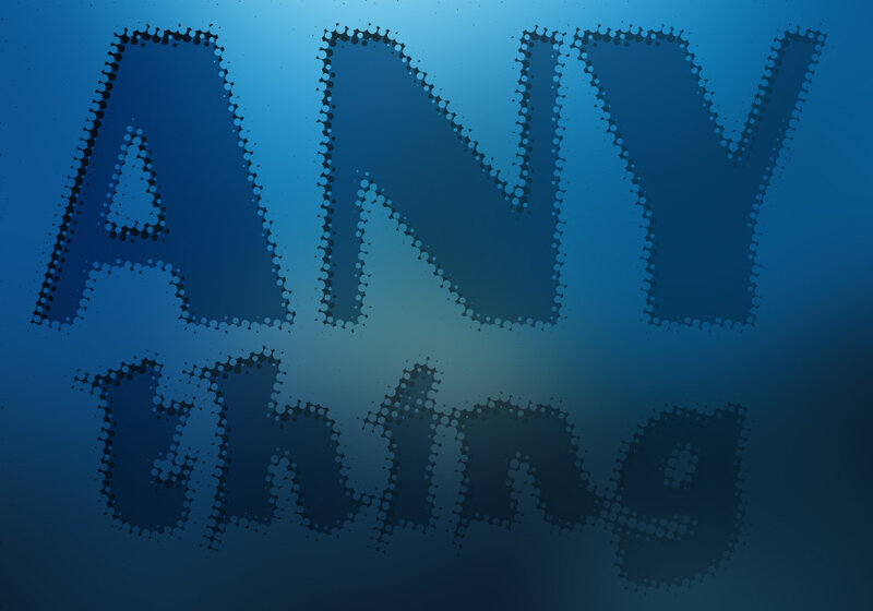 halftone text on blue background