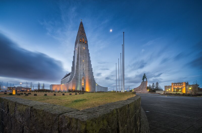 Hallgrímskirkja Church — Blue, Serene, Night