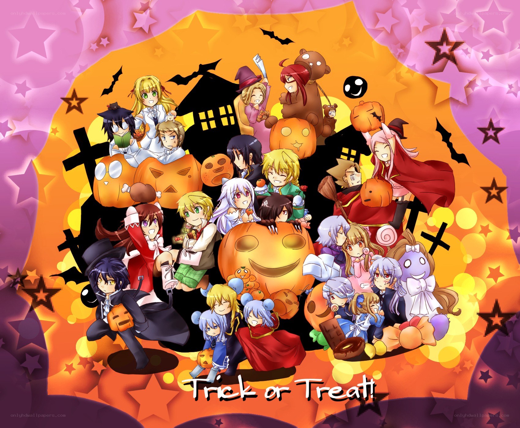 Halloween anime character collage
