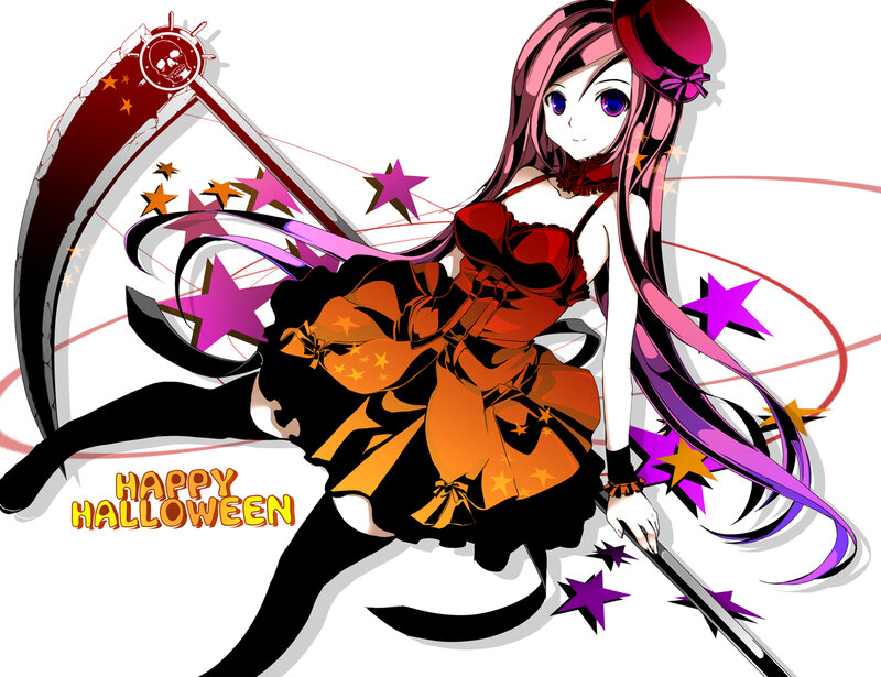 Halloween anime girl with scythe