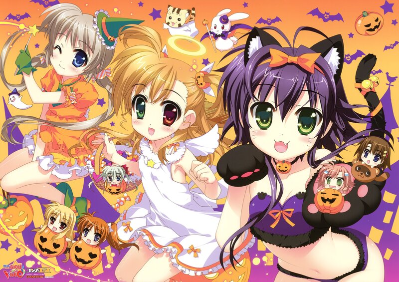 Halloween anime girls celebration