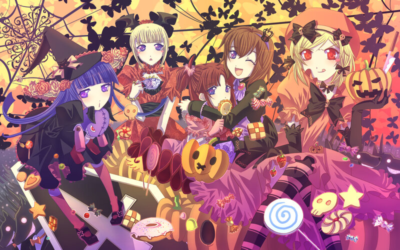 Halloween anime girls gathering