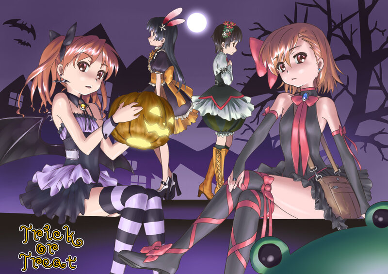 Halloween anime girls trick or treating