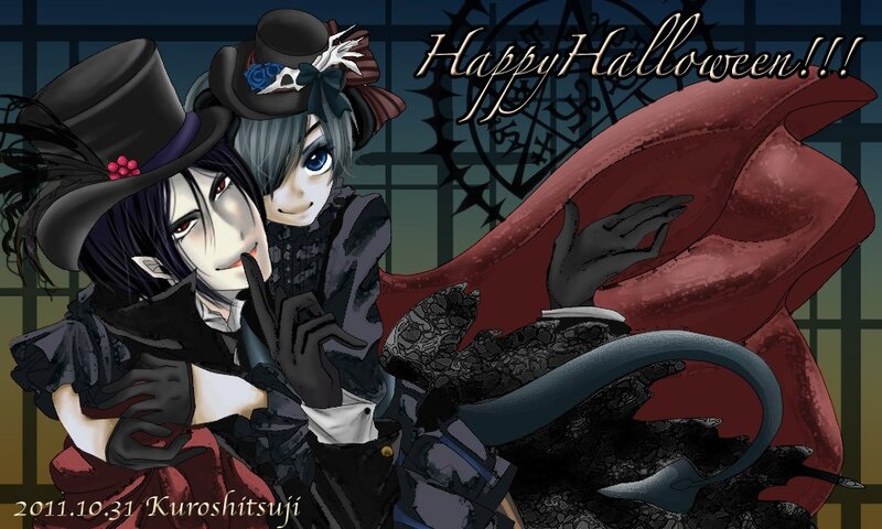 Halloween art with anime characters