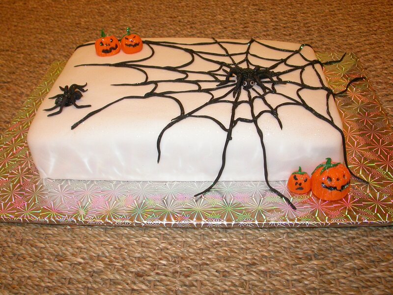Halloween Cake with Spiders
