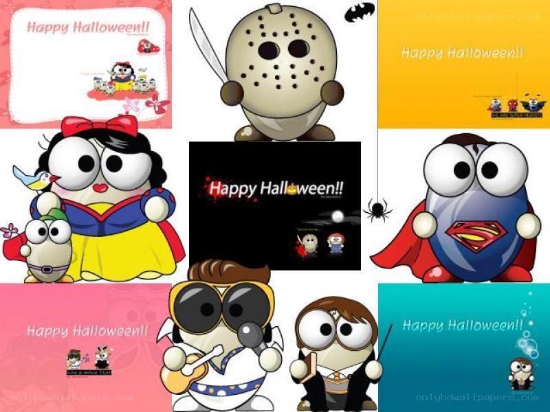 Halloween cartoon character collage