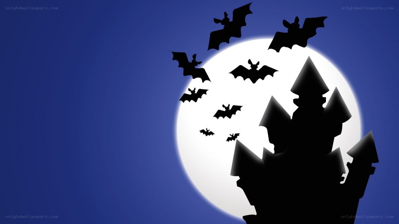 Halloween castle and bats