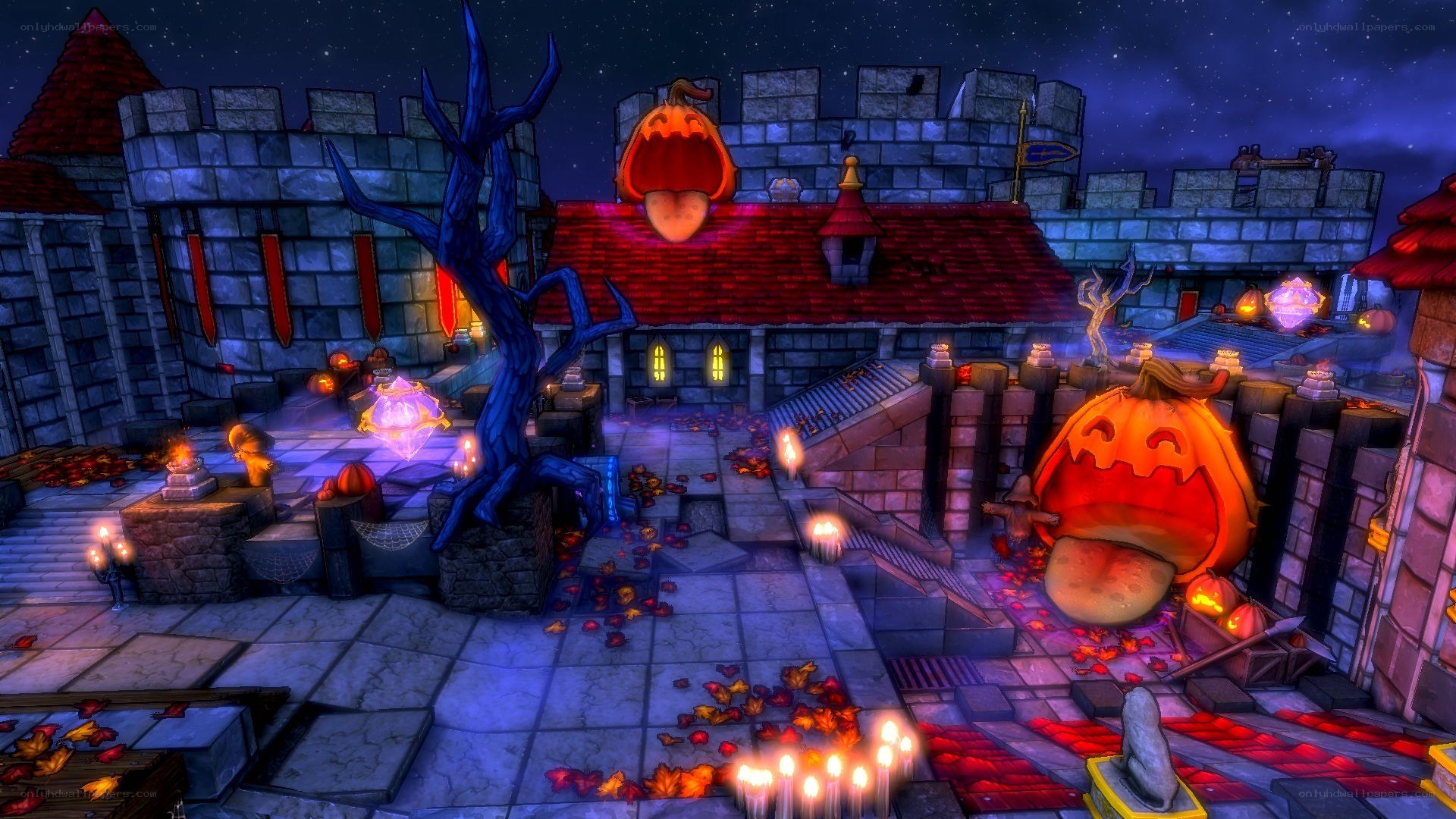 Halloween castle courtyard