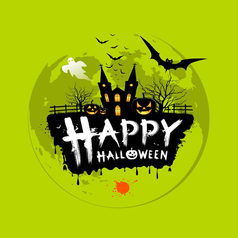 Halloween Castle Illustration — Green