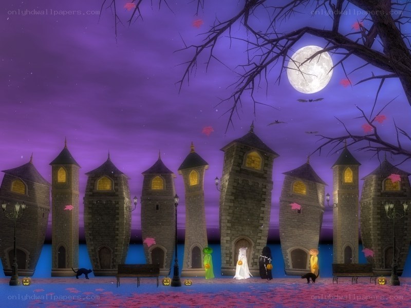Halloween castle scene