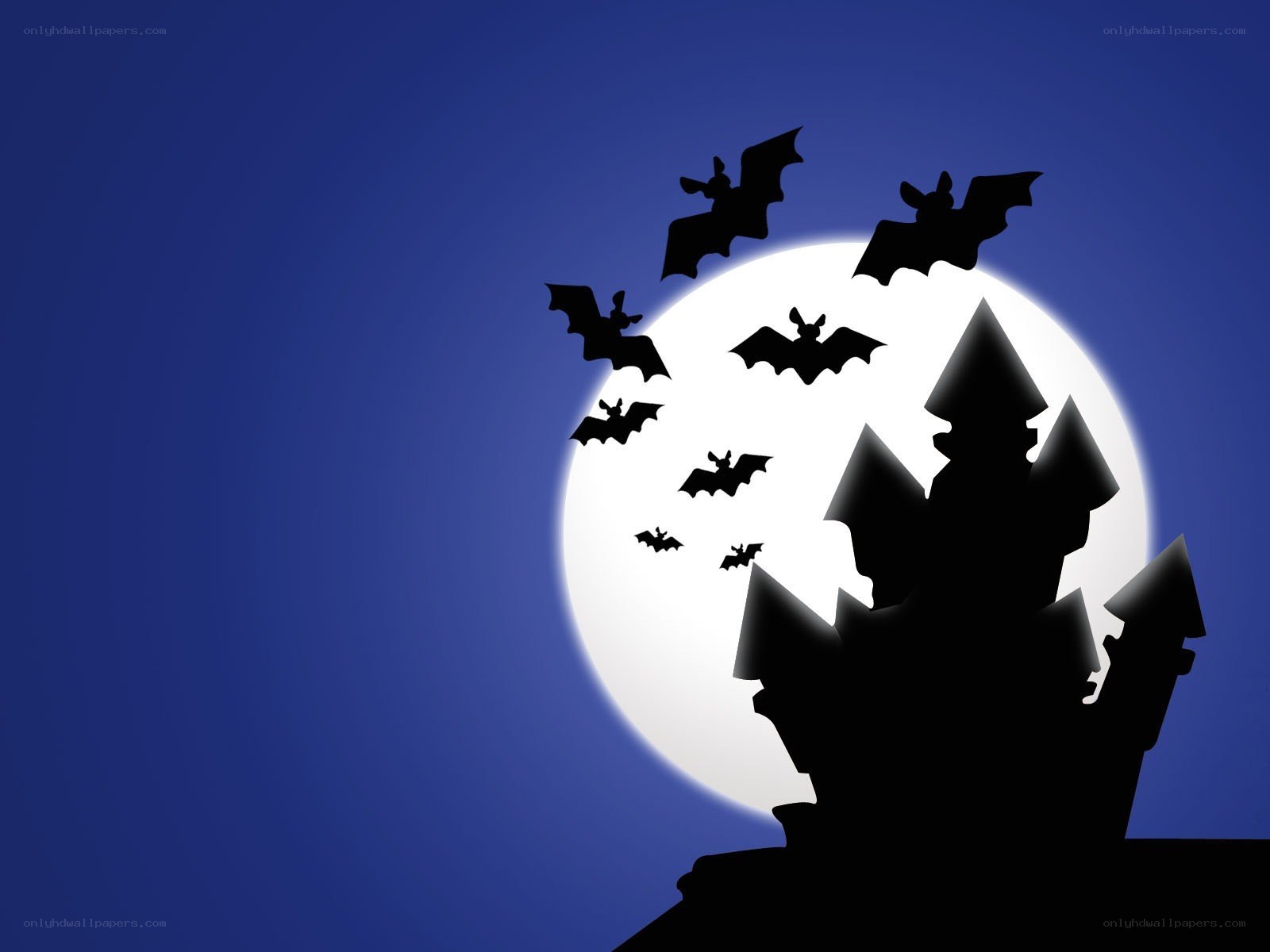 Halloween castle with bats