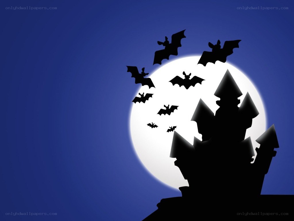 Halloween castle with bats